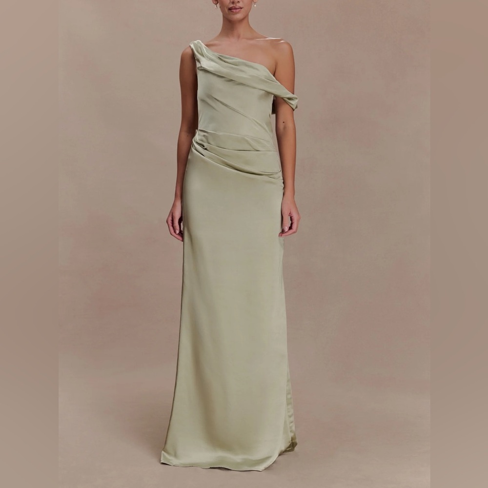 Meshki Dalia Off-Shoulder Satin Maxi Dress